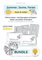 Vorschau - Arbeitsblätter - Sommerferien lesen Klasse 1–2 | Bundle Lesen & Malen mit und ohne Silbengliederung - Deckblatt