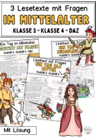 Vorschau - Stundenentwürfe - Mittelalter Lesetexte mit Fragen, Klasse 3, Klasse 4 (Ritter, Burgen, Bauern) - Deckblatt