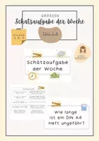 Vorschau - Arbeitsblätter - Gesamtpaket Schätzaufgabe der Woche I Klasse 3 und 4 I Längen I Gewicht I Zeit I Geld I Flächeninhalt I Umfang I Schätzen - Deckblatt