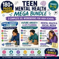 Vorschau - Unterrichtsreihen - Teen Mental Health & SEL Mega Bundle | Stress, Social Media & Future Anxiety Activities Grades 9–12 - Deckblatt