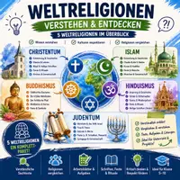 Vorschau - Arbeitsblätter - Komplettpaket Weltreligionen Klasse 6-8 | Christentum | Judentum | Islam | Hinduismus | Buddhismus | sofort einsetzbar | Ethik Religion - Deckblatt