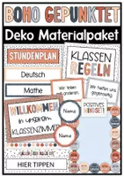 Vorschau - Mal- und Bastelvorlagen - Klassenzimmer Deko Boho Gepunktet | Materialpaket | Start ins neue Schuljahr - Deckblatt