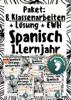 Vorschau - Arbeitsblätter - Paket: 8 Klassenarbeiten Spanisch 1. Lernjahr - Deckblatt