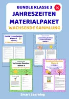 Vorschau - Stundenentwürfe - Jahreszeiten Materialpaket Klasse 3 | Wachsende Sammlung mit Leseverständnis, Mathe & mehr - Deckblatt