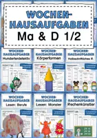 Vorschau - Arbeitsblätter - Wochenhausaufgaben Klasse 1 und 2 - Deckblatt