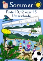 Vorschau - Spiele - Sommer | Wimmelbild | DaZ oder Grundschule | Unterschiede finden - Deckblatt