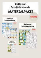 Vorschau - Arbeitsblätter - Materialpaket: Reflexion Schuljahresende (bunt, schwarz-weiß) - Deckblatt