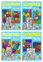 Vorschau - Arbeitsblätter - Sommer Pop Art Bundle – Unterwasserwelt, Obst, Muscheln & Eis - Sommer im Kunstunterricht - Deckblatt