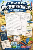 Vorschau - Arbeitsblätter - Materialpaket: Klassenarbeit Differenzierung Prozentrechnung - Deckblatt
