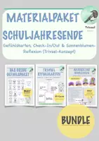 Vorschau - Fördermaterial/Inklusion - XXL-Materialpaket Schuljahresende: Gefühlskarten, Check-In/Out & Sonnenblumen-Reflexion (Trivsel-Konzept) - Deckblatt