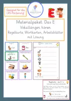 Vorschau - Arbeitsblätter - E - Materialpaket - kurze + lange Vokale - Klasse 1-2 - Regelkarte, Wortkarten, Arbeitsblätter - Deckblatt
