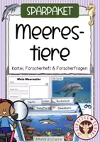 Vorschau - Unterrichtsreihen - Meerestiere Sachunterricht – Materialpaket mit Kartei & Forscherheften - Deckblatt
