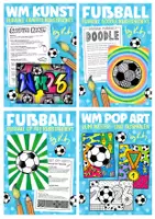 Vorschau - Arbeitsblätter - 4x Kunstprojekte für die Fußball WM 2026 - Kunst Materialpaket - Deckblatt