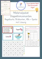 Vorschau - Spiele - Doppelkonsontanten - Materialpaket - Klasse 3-5 - Regelkarte, Bildkarten, Arbeitsblätter, Spiele - Deckblatt