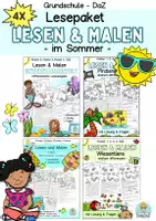 Vorschau - Arbeitsblätter - Sommer Lesen und Malen Klasse 2, Klasse 3, Klasse 4, DaZ (Lesepaket) - Deckblatt