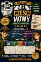 zapowiedź - Odmienne części mowy – PAKIET kl. 4–8 | karty pracy + sprawdziany - obwoluta