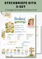 Vorschau - Arbeitsblätter - Steckbrief Kita & Kindergarten 3er Set | Das bin ich Vorlagen Portfolio Kita | DIN A4 Format - Deckblatt