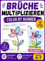Vorschau - Unterrichtsreihen - Brüche multiplizieren – Arbeitsblätter mit Lösung (Color by Number) | Differenziert | Klasse 6–7 - Deckblatt