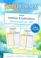 Vorschau - Arbeitsblätter - Ping-Pong Mathematik Paket: Addition & Subtraktion bis 100 - Deckblatt
