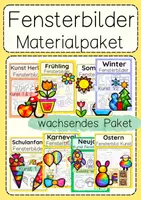 Vorschau - Arbeitsblätter - Materialpaket Fensterbilder Frühling, Sommer, Herbst & Winter & Co. - Deckblatt