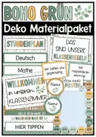 Vorschau - Mal- und Bastelvorlagen - Klassenzimmer Deko Boho Grün | Materialpaket | Start ins neue Schuljahr - Deckblatt