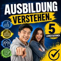Vorschau - Stundenentwürfe - Grundlagen der Ausbildung einfach erklärt! Lernorte der Ausbildung, Aufgaben der Beteiligten, Ausbildungsordnung & Ausbildungsrahmenplan, Bildungsplan der Berufsschule sowie Ausbildungsvertrag einfach, praxisnah und schülergerecht erklärt! 5er Paket! - Deckblatt