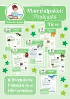 Vorschau - Arbeitsblätter - Wachsendes Materialpaket Geolino-Podcasts: Übungen zum Hörverstehen - Tiere - Deckblatt