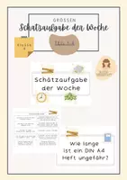Vorschau - Arbeitsblätter - Schätzaufgabe der Woche I Klasse 4 I Flächeninhalt I Umfang - Deckblatt