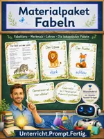Vorschau - Arbeitsblätter - Materialpaket: Fabeln in Aquarell-Optik – liebevoll, kindgerecht und vielseitig einsetzbar - Deckblatt