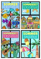 Vorschau - Arbeitsblätter - 4x Fensterbilder Basteln & Malen im Sommer - Materialpaket - Deckblatt