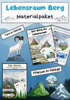 Vorschau - Arbeitsblätter - Lebensraum Berg: Alpen, Gebirge, Höhenzonen, Klima, Tiere, Pflanzen & Tourismus - Deckblatt