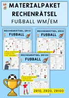 Vorschau - Arbeitsblätter - WM 2026, EM, Fußball Rechenrätsel Bundle, ZR 10, 20 & 100, 3fach differenziert, Freiarbeitsmaterial - Deckblatt