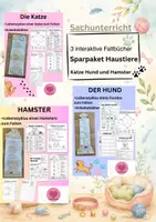 Vorschau - Mal- und Bastelvorlagen - Materialpaket Haustiere - Sparpaket: 3 interaktive Faltbücher| Sachunterricht Grundschule - Deckblatt