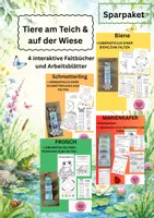 Vorschau - Arbeitsblätter - Materialpaket Tiere am Teich & auf der Wiese - Sparpaket 4 interaktive Faltbücher Sachunterricht - Deckblatt