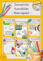 Vorschau - Mal- und Bastelvorlagen - Ausmalbilder Sommer Materialpaket - Deckblatt