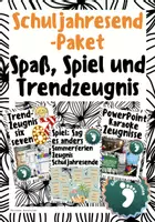 Vorschau - Mal- und Bastelvorlagen - SchuljahresendPAKET mit Spaß, Spiel und Trendzeugnis - Deckblatt