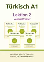 Vorschau - Spiele - Türkisch A1 – Vokabeln lernen: Vokabelkarten Bundle Lektion 2 zu Klassenzimmer, Zahlen, Berufen, Freizeit und Sprachen (auch Deutsch A1 – DaZ/DaF) - Deckblatt