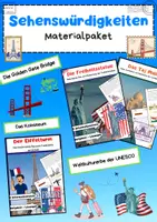 Vorschau - Arbeitsblätter - Sehenswürdigkeiten Bundle: Eiffelturm, Kolosseum, Taj Mahal, Freiheitsstatue, Golden Gate Bridge & UNESCO-Weltkulturerbe - Deckblatt