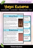 Vorschau - Arbeitsblätter - Yayoi Kusama – Materialpaket Kunstunterricht | Zeitgenössische Kunst & Kreativität | POP Art Malvorlagen - Deckblatt