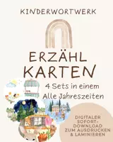 Vorschau - Fördermaterial/Inklusion - Erzählkarten Kamishibai Jahreszeiten Frühling, Sommer, Herbst und Winter 4 Sets - Deckblatt