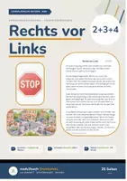 Vorschau - Stundenentwürfe - Materialpaket - Rechts vor Links - Klasse 2, 3 und 4 - 3-fach differenzierter Lesetext (Stundenverlauf, Bildkarten, Aufgaben + Lösungen uvm.) - Deckblatt