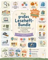 Vorschau - Stundenentwürfe - Großes Jahresbegleiter Leseförderung Bundle Grundschule Klasse 2/3/4 – 22 thematische Lesehefte für Deutsch, Wochenplan, Freiarbeit & soziales Lernen | wachsendes Paket - Deckblatt