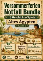Vorschau - Spiele - Vorsommerferien Notfall Geschichte Spiele Bundle Altes Ägypten Klasse 5 - Deckblatt