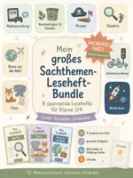 Vorschau - Arbeitsblätter - Sachthemen-Lesehefte Klasse 3/4 – 8 spannende Lesepakete zu Umwelt & Nachhaltigkeit, Medien, Verkehr, Tieren, Piraten, Reisen, Weltraum & Detektiv - Deckblatt