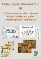 Vorschau - Arbeitsblätter - Vertretungsstunden Geschichte 7/8 – 12 sofort einsetzbare Materialien mit Rätseln, Fallakten und Spielen - Deckblatt