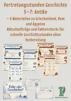 Vorschau - Arbeitsblätter - Vertretungsstunden Geschichte 5–7: Antike – 4 Materialien zu Griechenland, Rom und Ägypten - Deckblatt