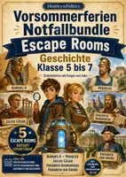 Vorschau - Spiele - Vorsommerferien Notfallbundle Escape Rooms Geschichte Klasse 5 bis 7 Zeitdetektive - Deckblatt