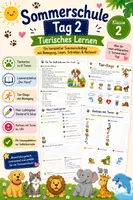 Vorschau - Arbeitsblätter - Sommerschule – Tag 2 | Tierisches Lernen | Klasse 2 - Deckblatt