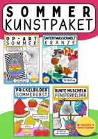 Vorschau - Mal- und Bastelvorlagen - Sommer-Kunstpaket für die Grundschule – Basteln, Prickeln, Op Art & Fensterbilder - Deckblatt