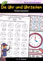 Vorschau - Arbeitsblätter - Uhrzeit | Uhr lesen lernen Grundschule | Uhrzeiten Materialpaket mit Spielen & Übungen - Deckblatt